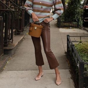 Faux Leather Kick Flare Pants Atlantic 